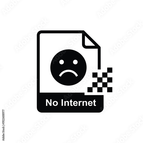 Vector illustration icon no internet icon with sad face on document