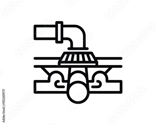 Drain pipe system line art vector illustration for plumbing and drainage design