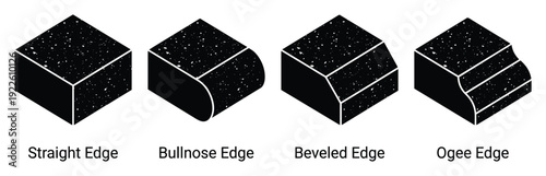 Edge profiles illustration with straight, bullnose, beveled, and ogee edges