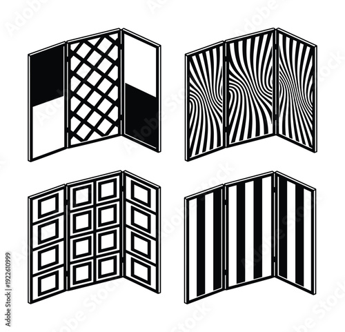 Folding screen collection with various patterns vector design