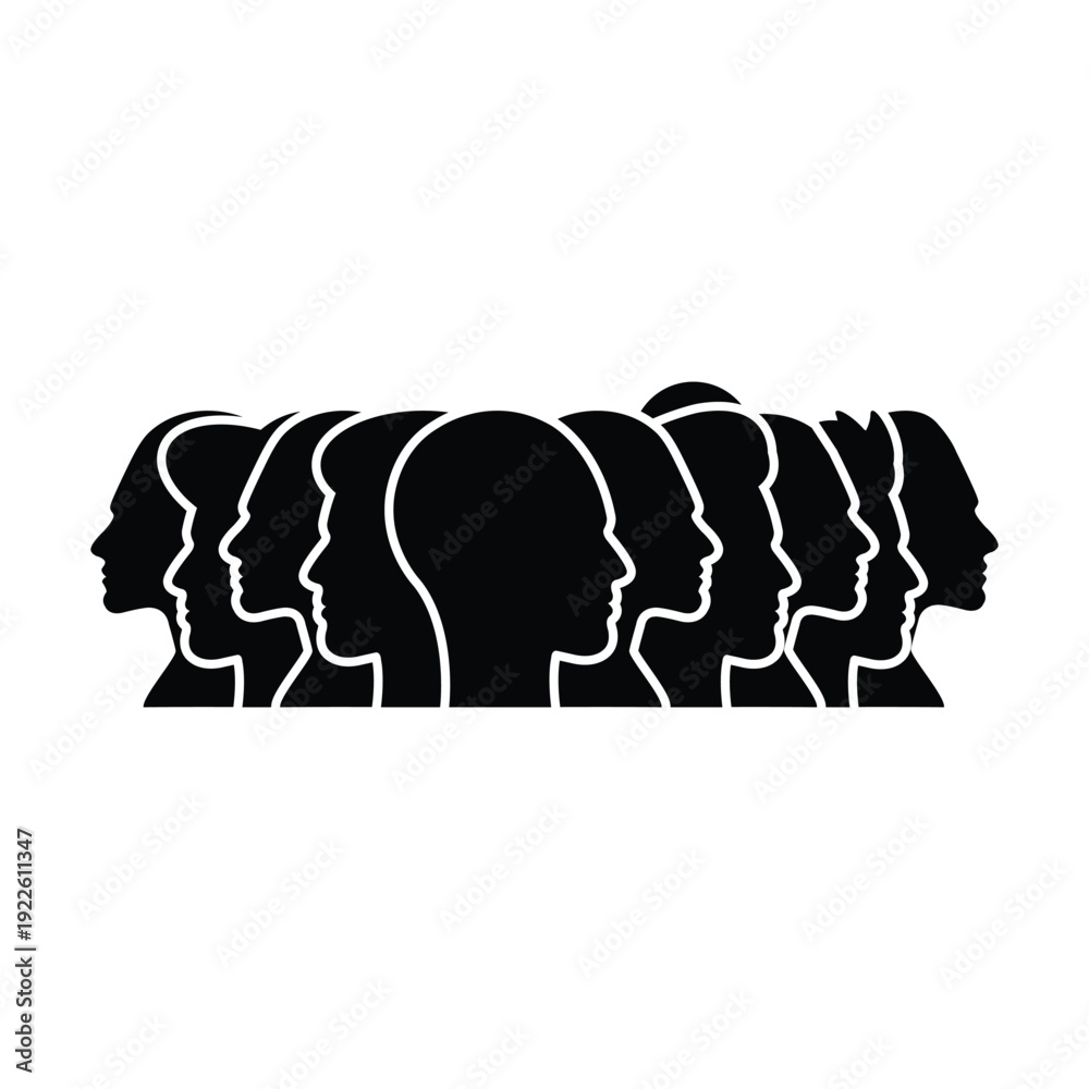 Obraz premium Male and Female user face icon profile silhouette glyph vector
