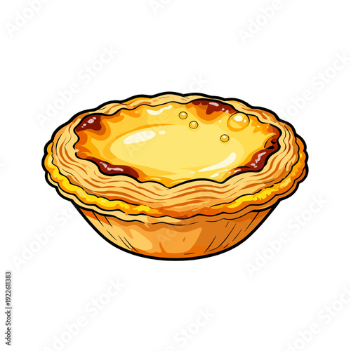 [Vector EPS]Delicious egg tart with golden crust and creamy filling