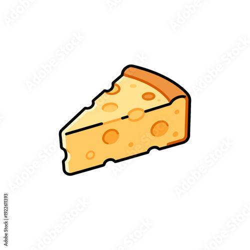 [Vector EPS]A slice of delicious and cheesy yellow cheese with holes
