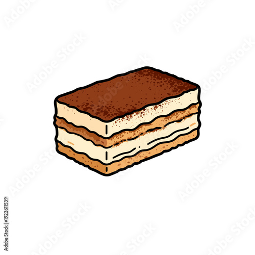 [Vector EPS]A delicious layer of tiramisu cake with cream and cocoa