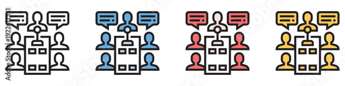 Vibrant team communication icons for business collaboration and networking