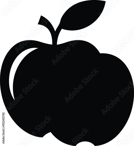 apple fruit silhouette vector illustration on transparent background
