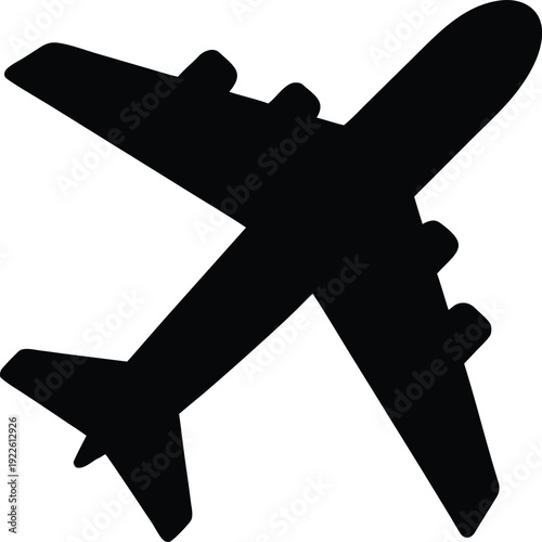 airplane silhouette vector illustration on transparent background