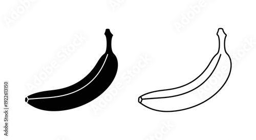 Banana illustration, black and white banana drawing, fruit sketch, vector art Vector