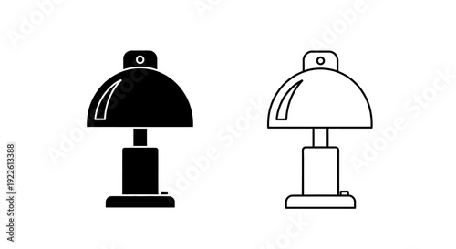 Modern desk lamps with shades, minimalist design, black and white Vector