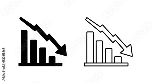 Declining business graphs and charts for financial analysis and reports Vector