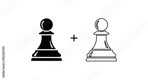 Chess pieces combining black and white pawns for game strategy concept design Vector