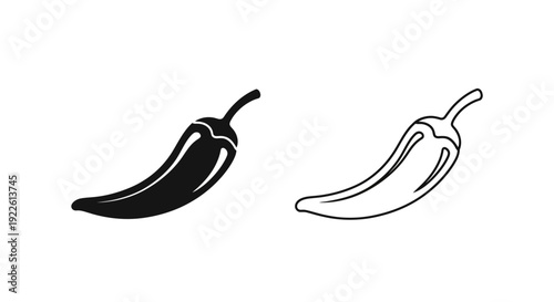Two chilli peppers, one black and one white, isolated on white background Vector