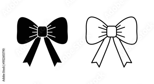 Black and white bow tie design elements for creative projects and branding Vector