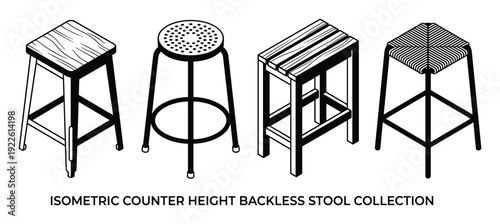 Isometric Counter Height Backless Stool Collection