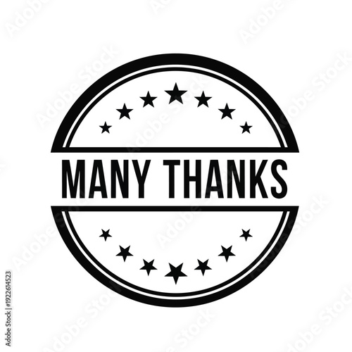 Vector illustration icon black many thanks stamp with stars