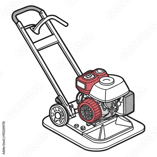 Vibratory Plate Compactor for Soil Compaction - Vector Illustration
