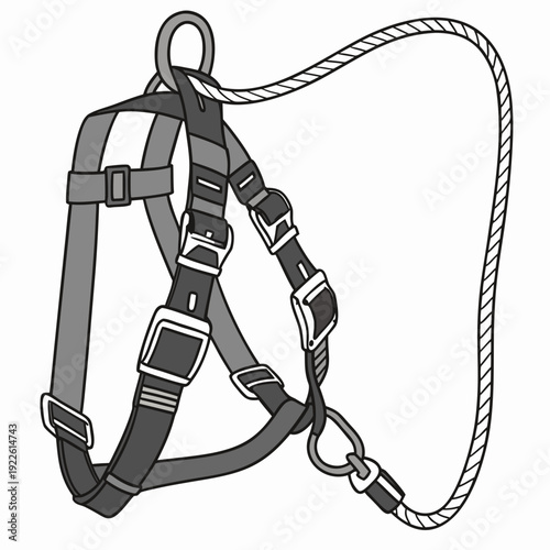 Safety Harness and Rope Vector Illustration for Work Protection