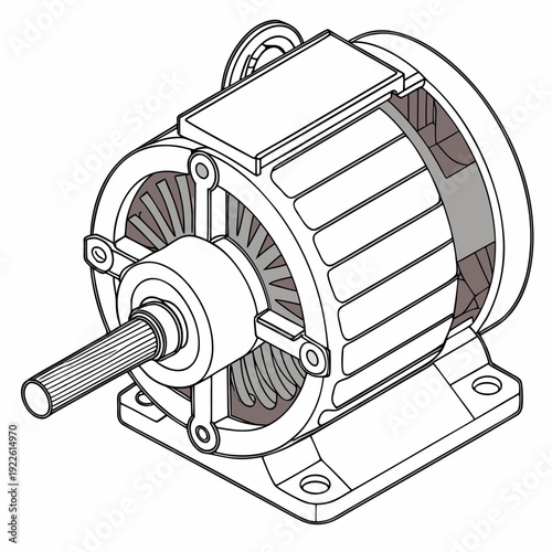 Industrial Electric Motor with Mounting Base and Fan