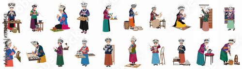 Mien and Hmong women artisans skillfully crafting traditional silver jewelry and cultural adornments, celebrating their rich heritage and handmade artistry.