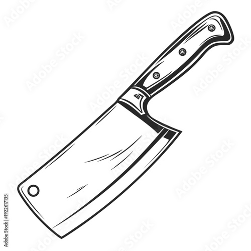 Heavy-duty cleaver knife for butchery and kitchen prep, illustration
