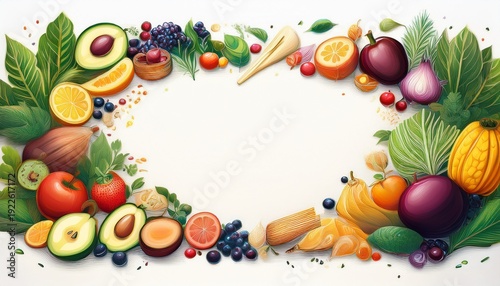 healthy food frame with white background