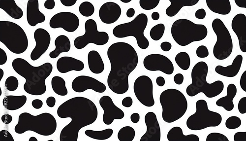 seamless pattern with solid black organic irregular shapes and blobs isolated on white background