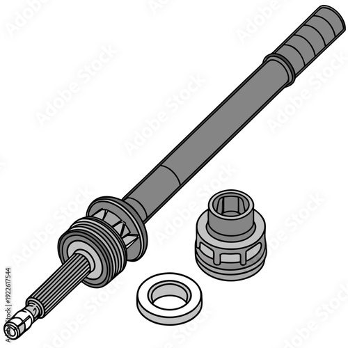 Automotive Axle Shaft with Gear and Washer Parts Illustration