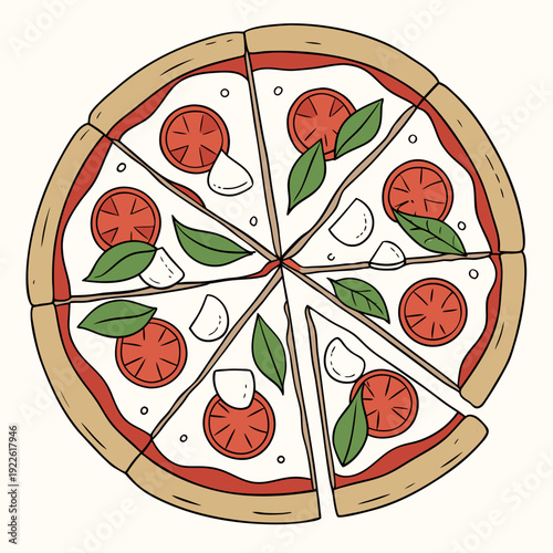 Classic Margherita Pizza Slices with Fresh Basil, Tomato, and Mozzarella