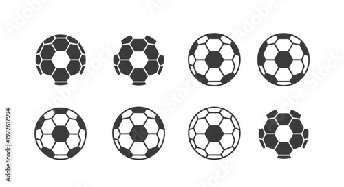 Collection of Minimalist Soccer Ball Vector Icons