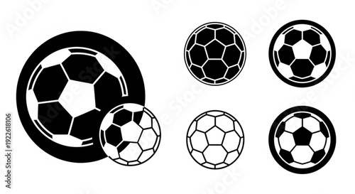 Set of Minimalist Soccer Ball Icons and Football Vector Logos