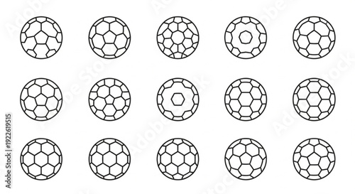 Set of 15 Minimalist Soccer Ball Line Icons