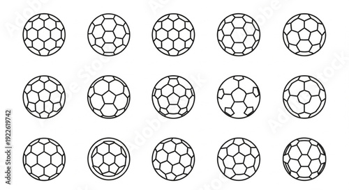 Set of 15 Minimalist Soccer Ball Line Icons