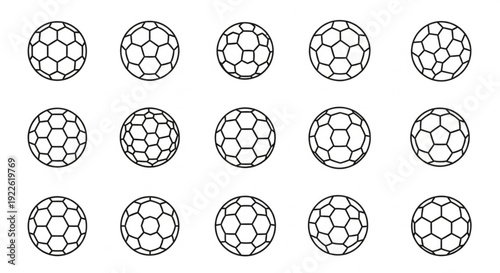 Set of 15 Minimalist Soccer Ball Line Icons