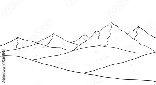 Layered Mountain Range Horizon Line Illustration