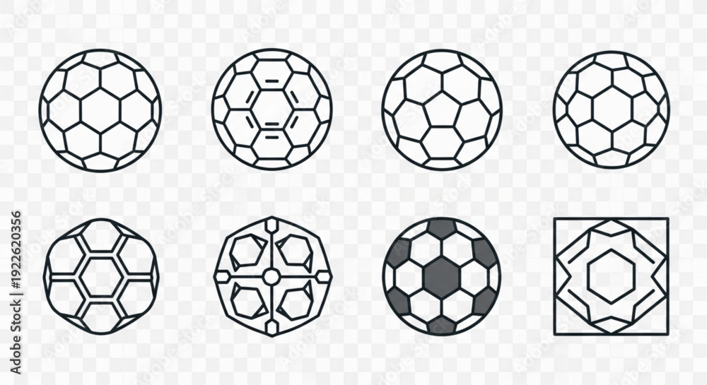 Obraz premium Collection of Minimalist Soccer Ball and Geometric Football Icons