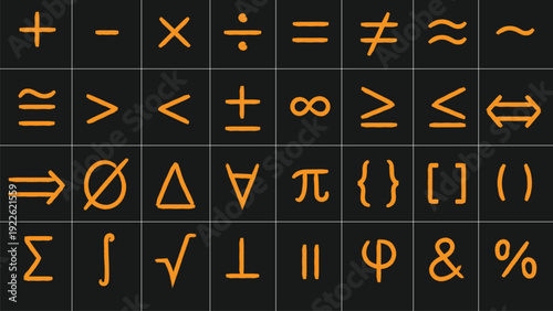 Mathematical symbols grid