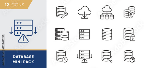 Database Management & Cloud Storage Line Icons Mini Pack