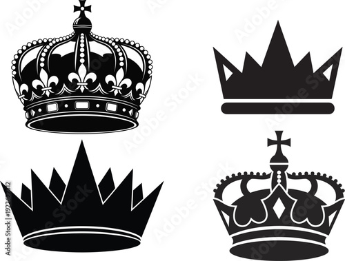 Tableau sur toile Four different royal crown silhouettes