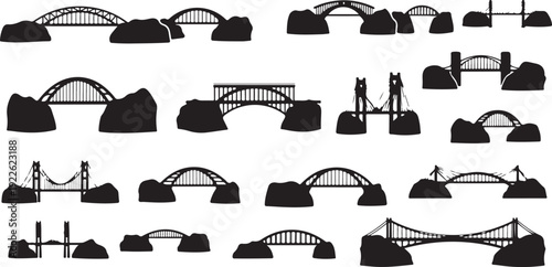 Collection of various bridge silhouettes and structures