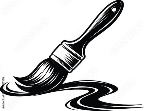Paint Brush Stroke Silhouette Vector, Black and White Artistic Illustration.