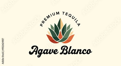 Agave Blanco Premium Tequila Logo with Agave Plant Illustration.
