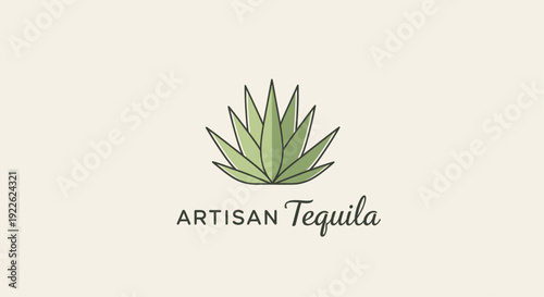 Artisan Tequila Logo with Agave Plant Illustration.