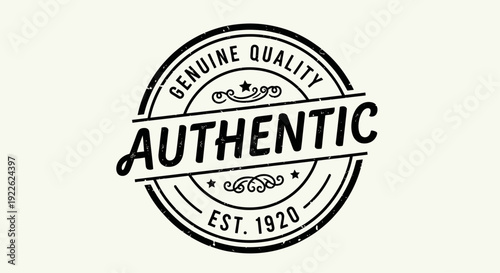 Authentic Genuine Quality Est 1920 Vintage Rubber Stamp.