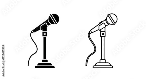 Microphone icons set, music studio equipment vector illustration, sound recording symbols Vector