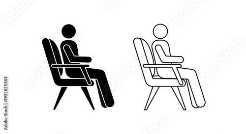 Two people sitting on chairs in a waiting room or office setting Vector