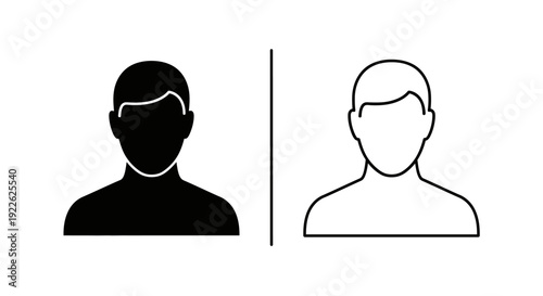 Masked person icon next to unmasked person icon, social distancing symbol Vector