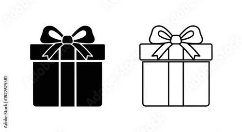 Gift boxes with ribbons, vector illustration, black and white design, elegant presentation Vector