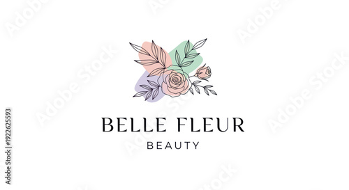 Elegant Belle Fleur Beauty Logo with Pastel Floral Arrangement.