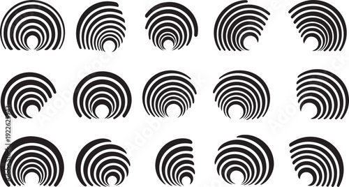 Black and white fingerprint patterns on a clean background