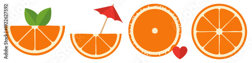  Orange Slice Flat Vector Illustration on Transparent Background